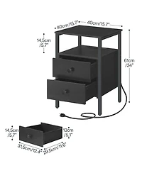 Slickblue 24-Inch Bedside Nightstand with 2 Drawers and Charging Outlets