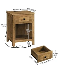Slickblue Modern Bedside Nightstand with Built-In Charging Station and Storage