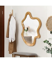Laoties Modern Decorative Irregular Vanity Mirror with Engineered Wood Frame for Living Room and Bathroom