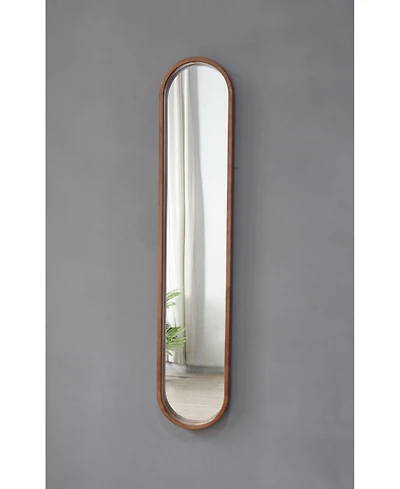 Laoties 9.5" x 47" Tall Skinny Pill Wall Mirror, Rubber Wood Capsule Decorative Mirror for Hallway, Narrow Wall