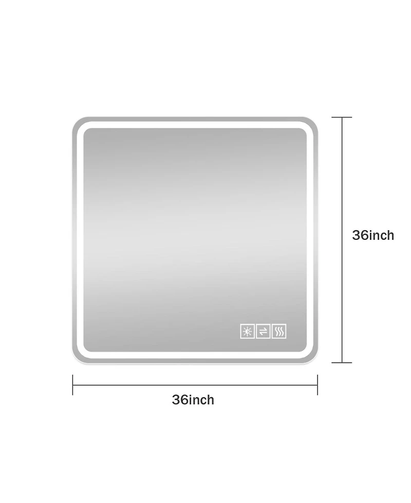 Laoties 36" x 36" Led Bathroom Vanity Mirror, Square Wall Mounted Lighted Mirror with Anti-Fog and Dimmable Lights