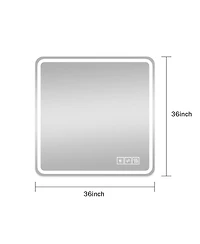 Laoties 36" x 36" Led Bathroom Vanity Mirror, Square Wall Mounted Lighted Mirror with Anti-Fog and Dimmable Lights