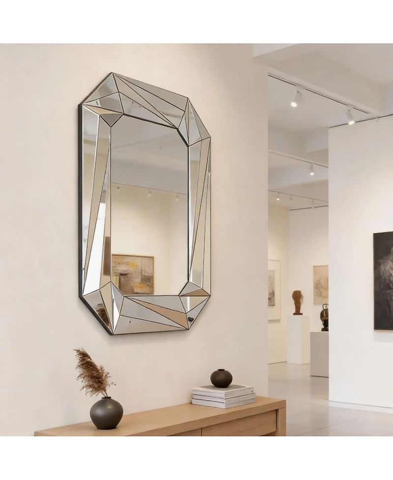 Laoties Diamond Wall Mirror, Modern Frameless Accent Mirror for Living Room, Entryway and Bathroom