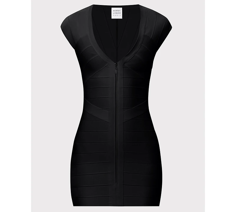 Herve Leger Women's V-Neck Zip-Front Mini Dress
