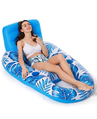 Aofar Inflatable Pool Float Lounger Chair Cup Holders