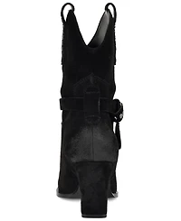 Nine West Women's Weslie Suede Block Heel Western Booties