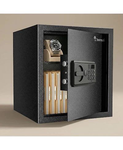 Bonsaii 1.2 Cu Ft Safe Box with Lighted Keypad, Type-c Emergency Power, Dual Steel Bolts and Removable Shelf for Home/Office Security
