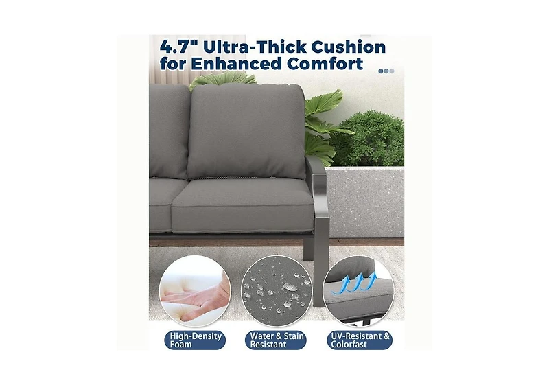 Aecojoy 4-Piece Outdoor Patio Furniture Set with Rocking Chair, Metal Conversation Bistro
