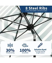 homfan Outdoor Patio Umbrella - Uv Resistant, 8 Strong Ribs, Crank Lift, Tilt Function Garden, Pool, Deck And