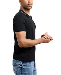 Xray Men's Johnny Collar Textured Stripe Sweater Polo