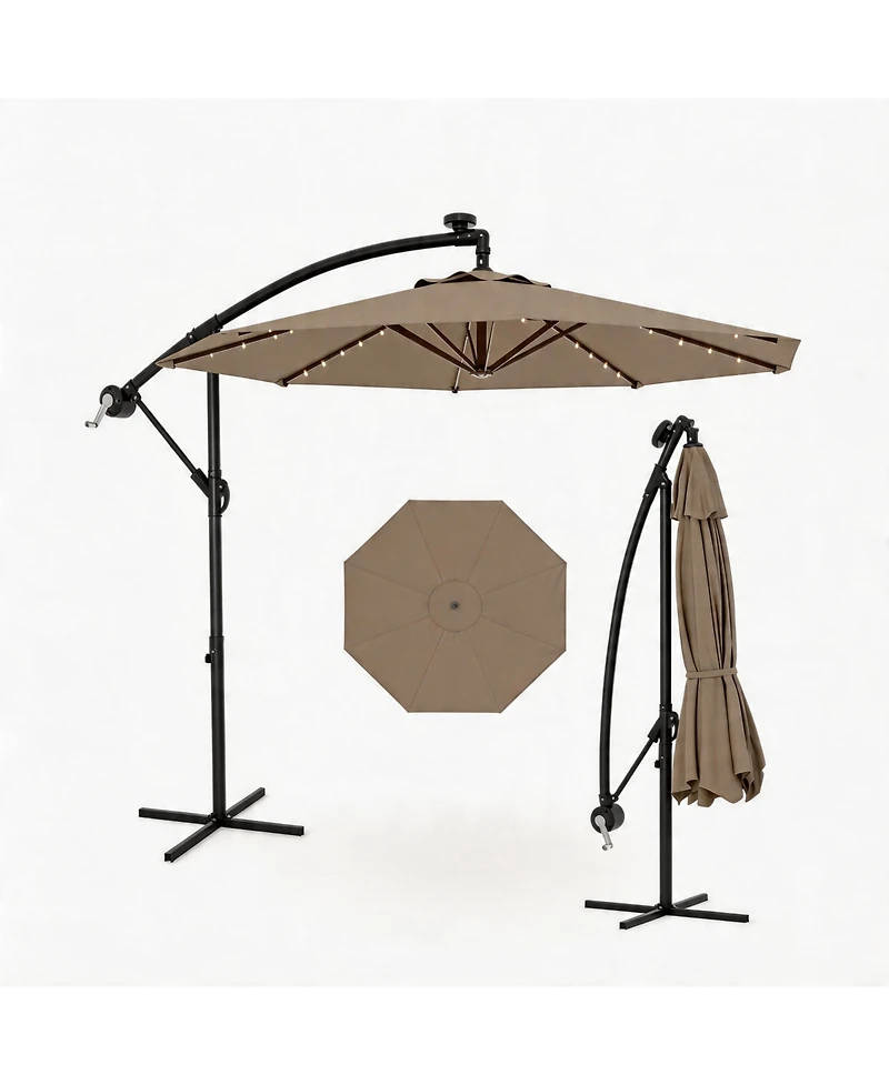 homfan 10Feet Offset Cantilever Umbrella, Waterproof Uv-Resistant, Adjustable Tilt, Steel Frame and Cross Base for Deck, Pool, Backyard