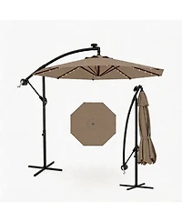 homfan 10Feet Offset Cantilever Umbrella, Waterproof Uv-Resistant, Adjustable Tilt, Steel Frame and Cross Base for Deck, Pool, Backyard