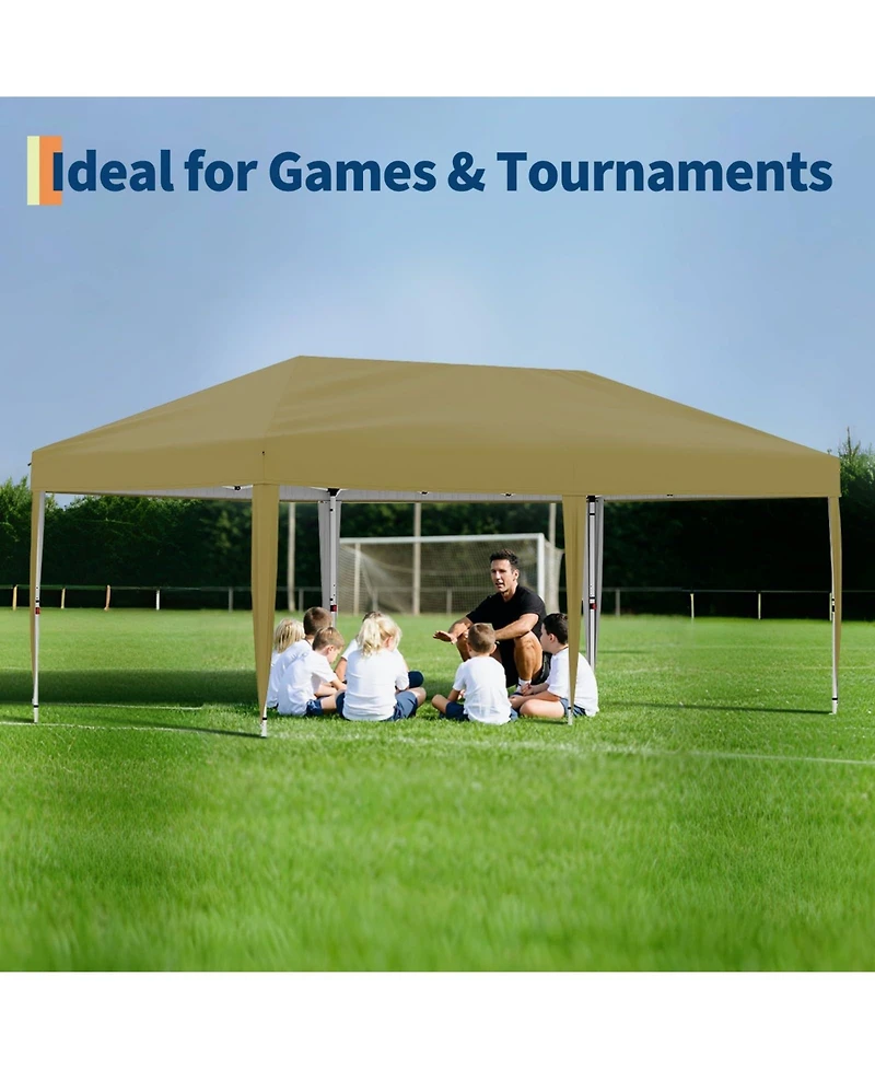 homfan 10x20 Pop Up Canopy Tent With 4 Sidewalls, One-Button Setup, Adjustable Height, Roller Bag