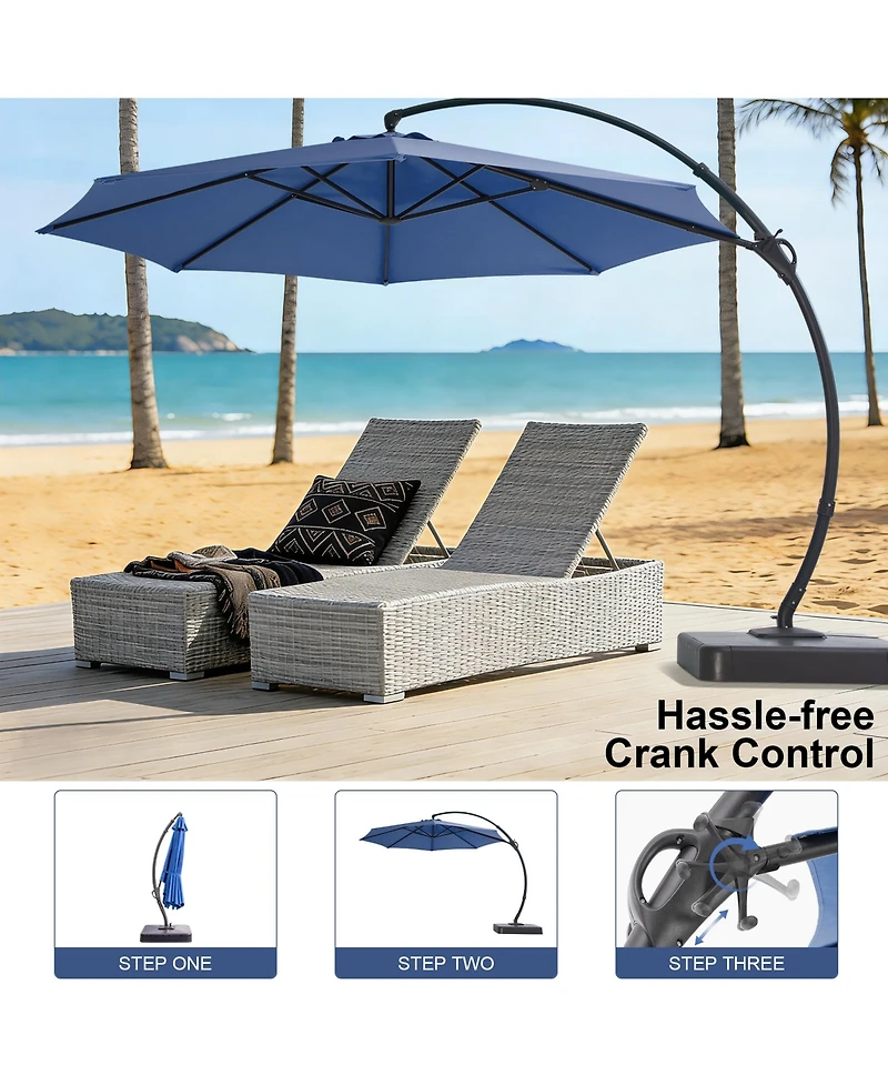Decksplore Offset Umbrella With Base Cantilever Patio Umbrella,Versatile Deck and Garden Umbrella,Uv Protection Canopy Weather Resistant
