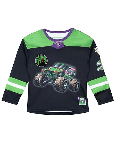 Monster Jam Toddler Girls Athletic Long Sleeve Hockey Jersey Shirt