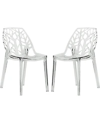 LeisureMod Cornelia Stackable Dining Chair Set of 2 Spring Cut-Out Tree Design Acrylic Accent Side for Kitchen, Living Room, and Area