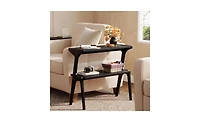 Slickblue 2-Tier Slim End Table Solid Wood Sofa Side with Storage Shelf