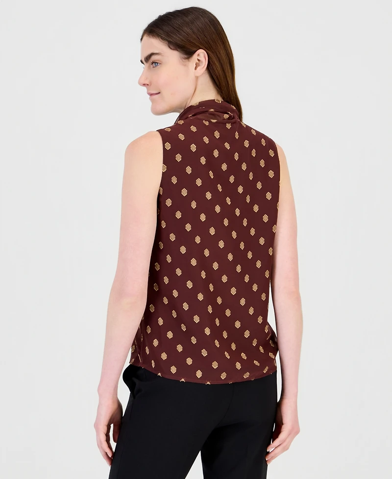 Anne Klein Petites Bow Tie Front V-Neck Sleeveless Blouse