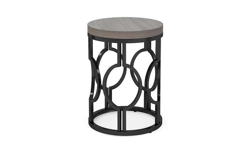 Slickblue Small Round End Table with Industrial Metal Frame.