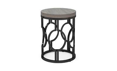 Slickblue Small Round End Table with Industrial Metal Frame.