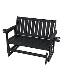 Innovaze 2-Person Hips All-Weather Outdoor Glider Bench, Heavy-Duty Patio Rocking Loveseat with Removable Cup Holders