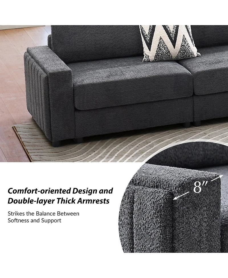 Hulala Home Grandon 162" Modern Modular Sectional Sofa with Two Ottomans