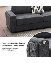Hulala Home Grandon 162" Modern Modular Sectional Sofa with Two Ottomans