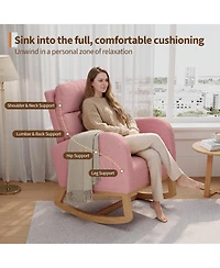 homfan Modern Rocking Recliner Chair for Living Room, Bedroom - Adjustable Glider with Armrest Pocket and Pillow - Pu Leather or Sherpa Upholstered