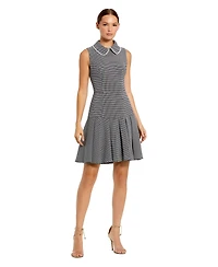 Mac Duggal Women's Sleeveless Boucle Mini Dress with Peter Pan Collar