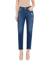 Indigo Poppy Women's Two Button Tummy Tuck High Rise Roll Cuff Skinny