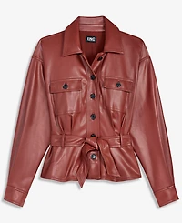 I.n.c. International Concepts Women's Belted Faux Leather Peplum Shirt Jacket, Macy's Exclusive