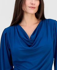 T Tahari Women's Cowl-Neck Balloon-Sleeve Top