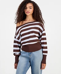Pink Rose Juniors' Off-The-Shoulder Dropped-Sleeve Sweater