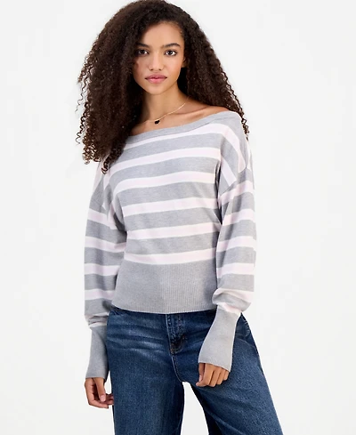 Pink Rose Juniors' Off-The-Shoulder Dropped-Sleeve Sweater