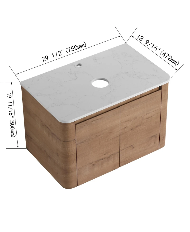 Busdays 30 Inch Wall Mounted Bathroom Vanity 2 Soft Close Doors Kd Packing Plywood Vanity Only No Sink Included