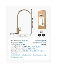 Phying Brushed Gold Faucet Stainless Steel Filter Water Faucet With Solid Brass Valve Anti Rust Durable Purifier Faucet