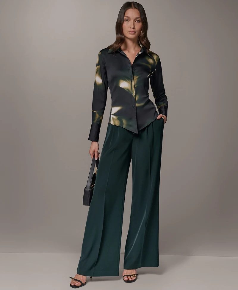 Donna Karan New York Petite Collared Button-Front Blouse