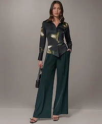 Donna Karan New York Petite Collared Button-Front Blouse