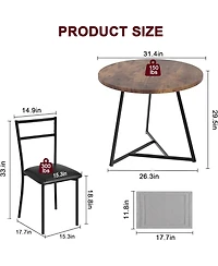 gaomon Dining Table Set for 2, Kitchen Table and Chairs for 2 with Upholstered Chairs, 3Pcs Dining Room Table Set, Round Kitchen Table Set