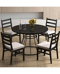 Slickblue Farmhouse Style Round Dining Table 47 Inch Wooden Top for 4 Seats