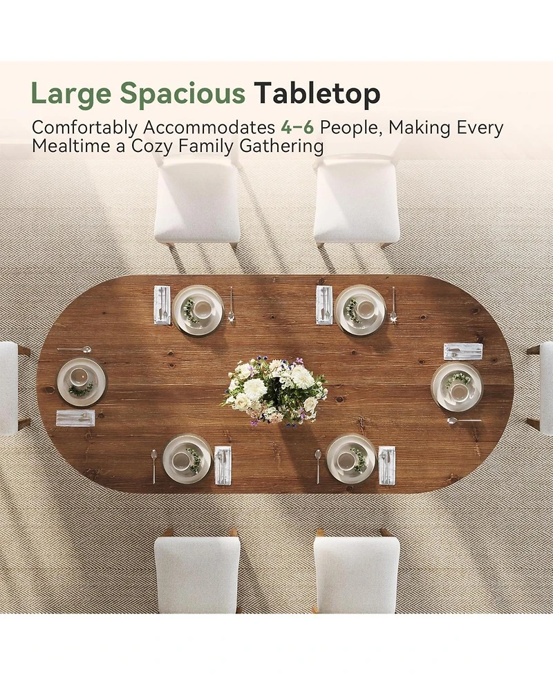 Tribesigns 63" Solid Wood Oval Dining Table, Farmhouse Kitchen Table for 4-6 People