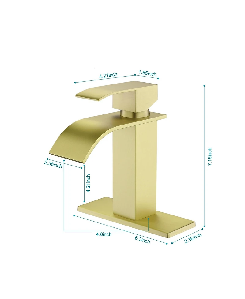 Busdays Waterfall Spout Single Handle Bathroom Sink Faucet with Pop Up Drain for Overflow Sink
