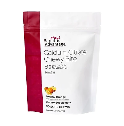 Bariatric Advantage Calcium Citrate Chewy Bites 500 mg - Highly Absorbable and Digestible - Vitamin D3