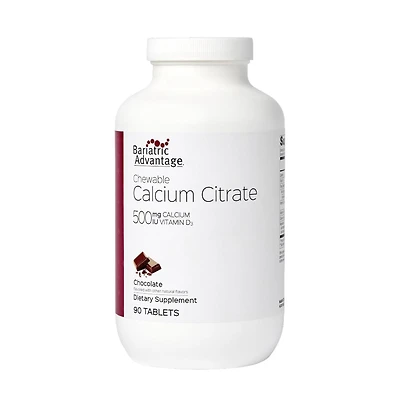 Bariatric Advantage Calcium Citrate Chewable 500 Milligram for Bariatric Surgery Patients High Potency, Easy Digest Tablets Calcium Citrate 90 Count