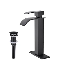 Busdays Single Handle Waterfall Bathroom Faucet with Pop Up Drain for Sink Without Overflow