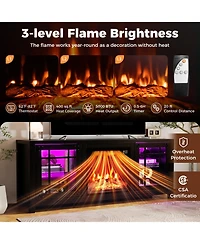 Slickblue Modern Tv Stand with 18 Inch Fireplace and Led Lighting
