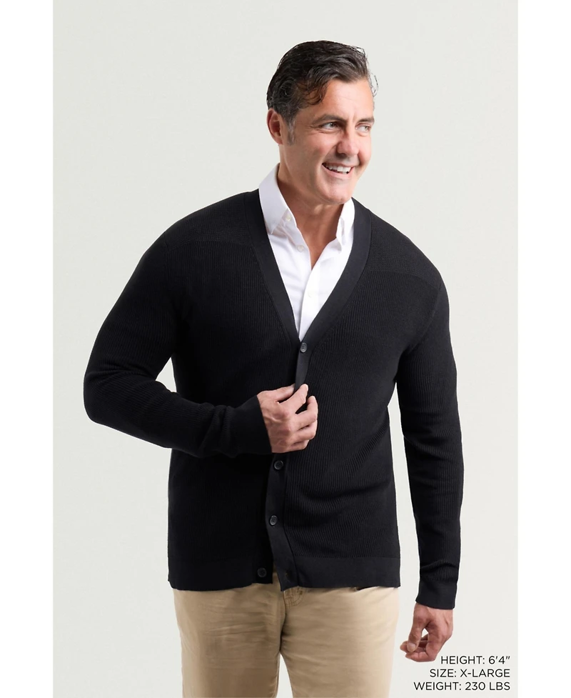 X-Ray Men's Basic Ribbed Cardigan