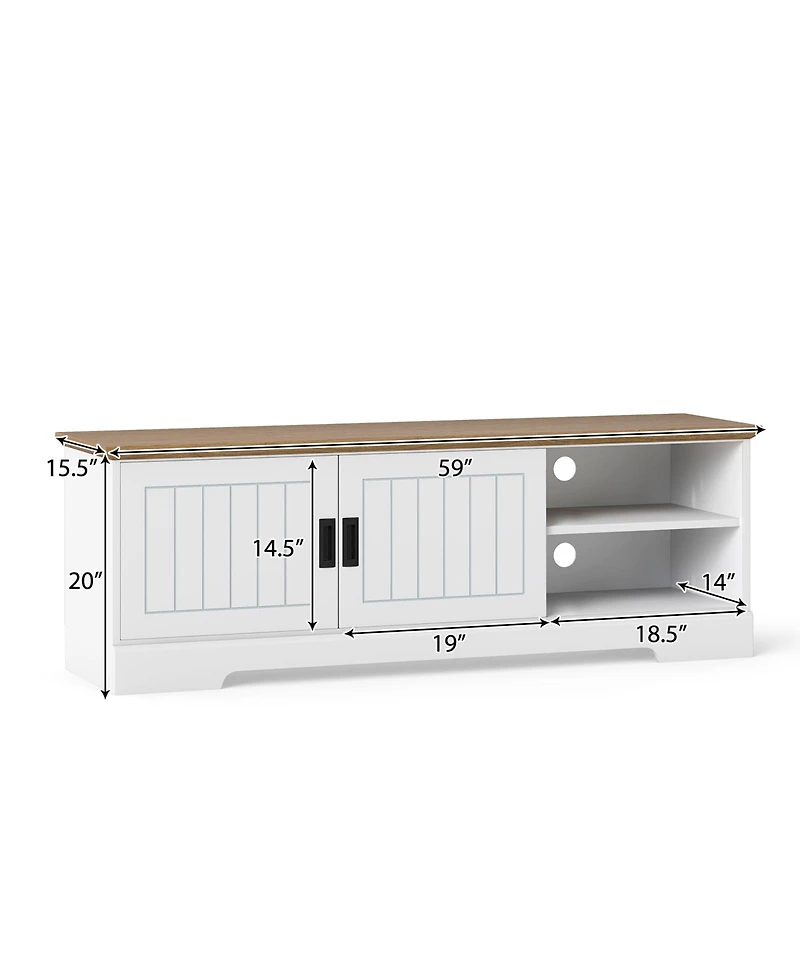 Slickblue Tv Stand for TVs up to 65 Inch with Sliding Doors and Storage Cabinets