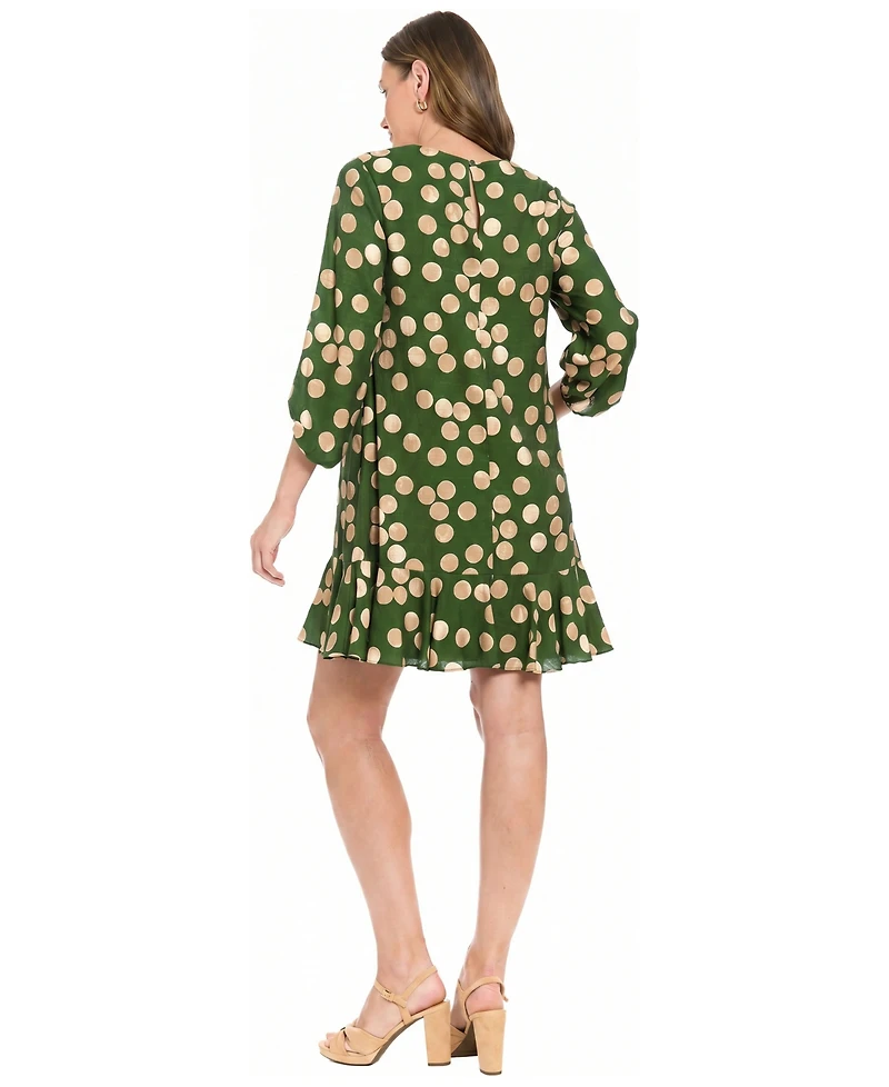 London Times Petite V-Neck Long-Sleeve Dress