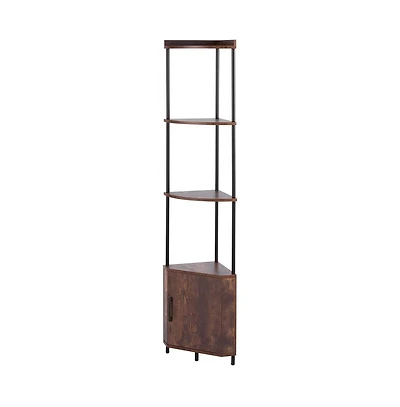 Sugift 5 Tier Corner Shelf with Led Light 65.4 Inch Tall Corner Bookshelf